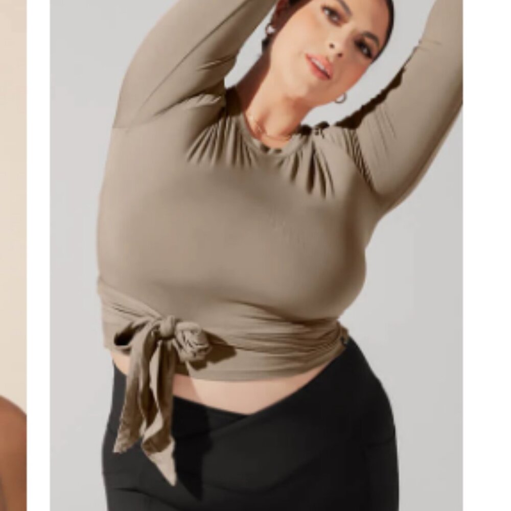 Popflex Bow Back Reversible Long Sleeve Top - Shiitake